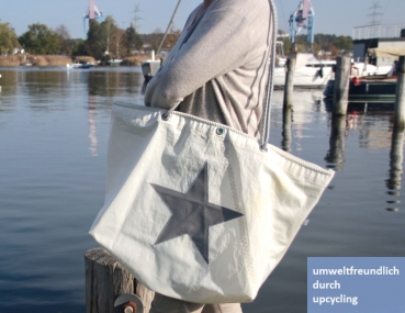 Segeltuchtasche große Beachtasche grauer Stern